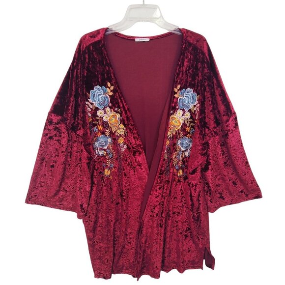 JODIFL Sweaters - 10. Jodifl Women's Long Sleeve Velour Embodary Red Size Large